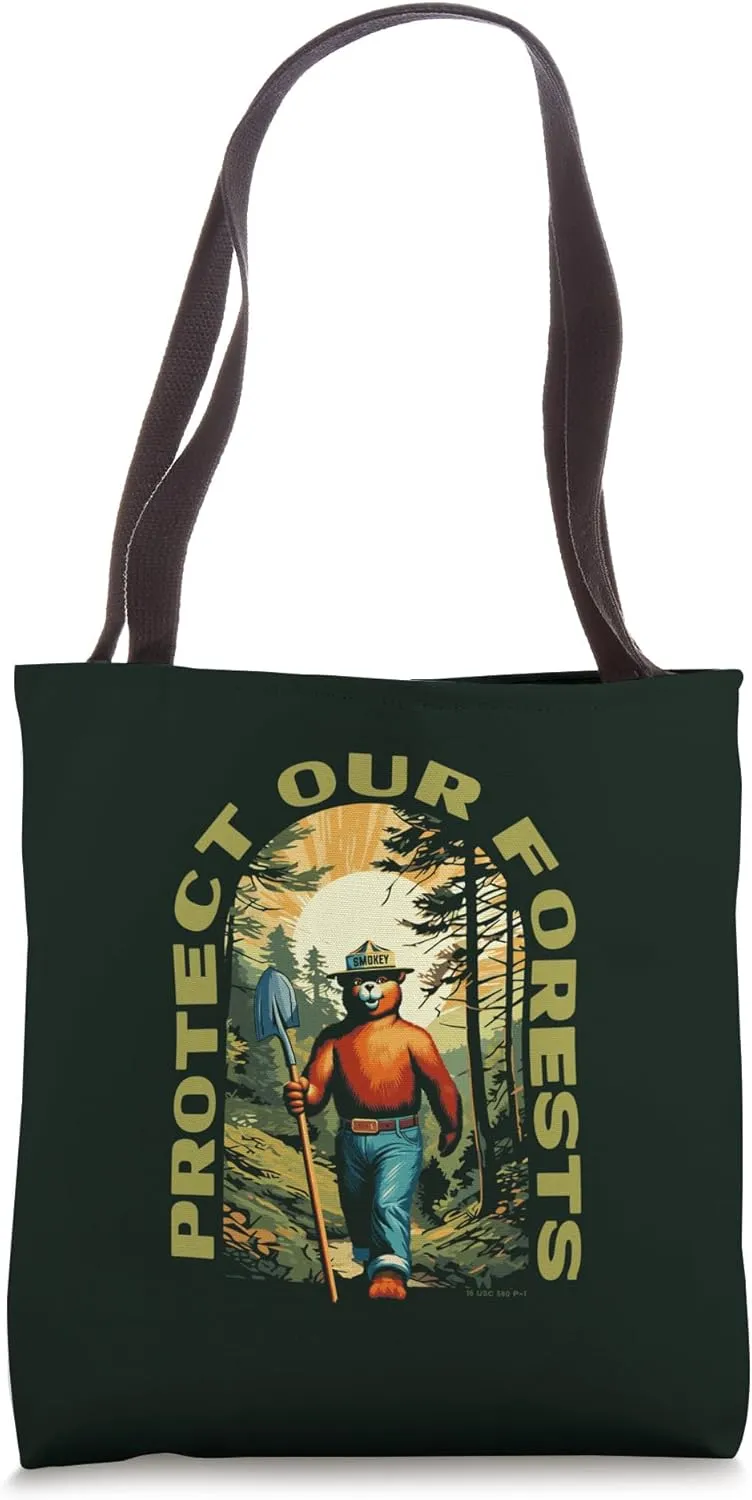 Hiking Smokey Bear Protect Our Forests Vintage Tote Bag