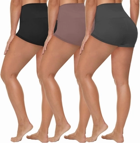 HLTPRO 3 Pack Plus Size Biker Shorts with Pockets for Women (S-4XL)- 8"/5"/3" High Waist Tummy Control Shorts for Yoga