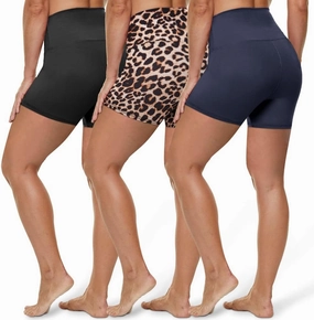 HLTPRO 3 Pack Plus Size Biker Shorts with Pockets for Women (S-4XL)- 8"/5"/3" High Waist Tummy Control Shorts for Yoga