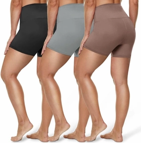 HLTPRO 3 Pack Plus Size Biker Shorts with Pockets for Women (S-4XL)- 8"/5"/3" High Waist Tummy Control Shorts for Yoga
