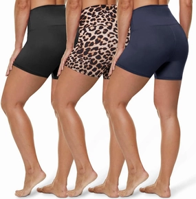 HLTPRO 3 Pack Plus Size Biker Shorts with Pockets for Women (S-4XL)- 8"/5"/3" High Waist Tummy Control Shorts for Yoga