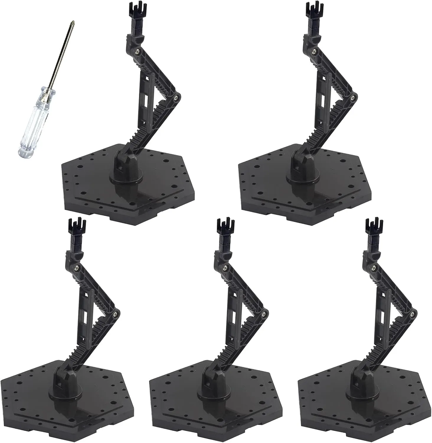 Hobby Action Base, Model Stand Hobby Display Stand Compatible with Gundam HG RG 1/144 Scale Figure Models, Black (5pcs)