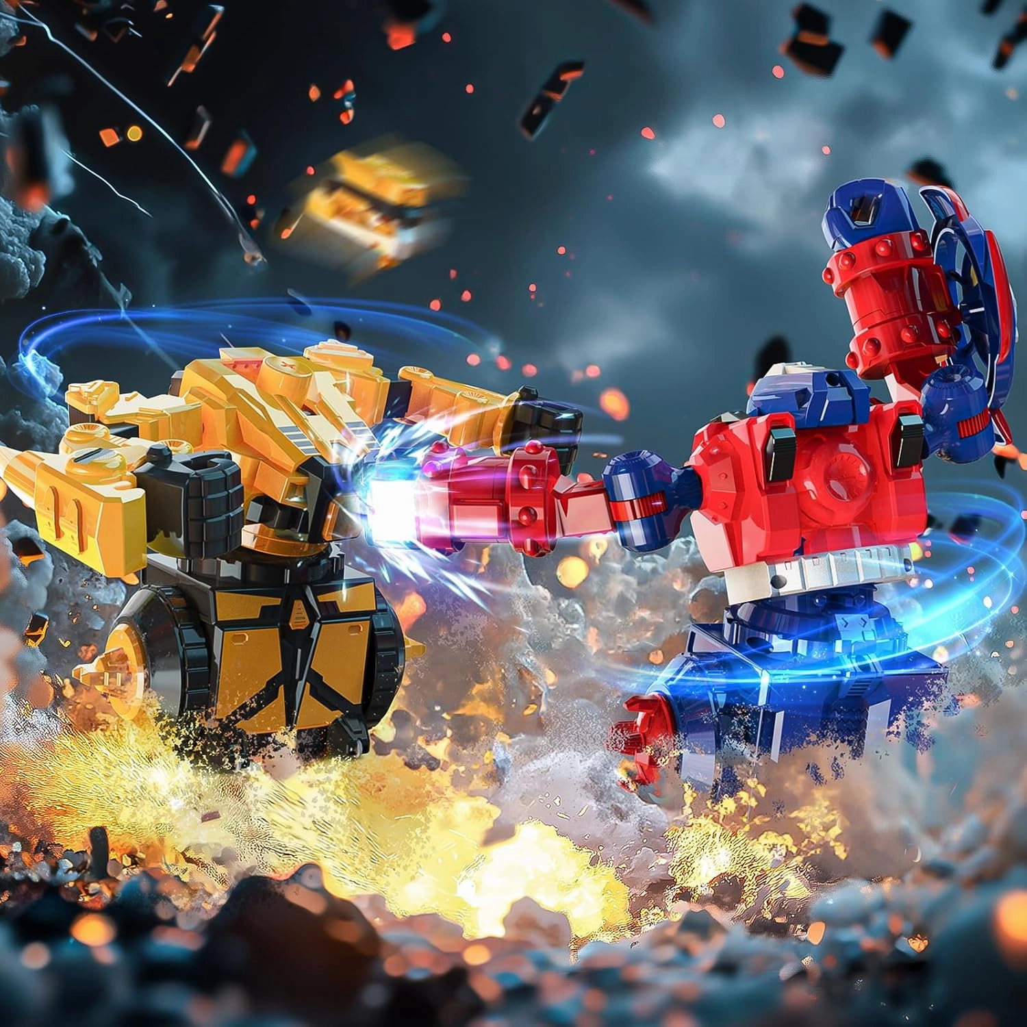Holyton Boxing Robots - 360° Rotating Remote Control Fighting Robots with Shields & Fist Weapons, Battle Toy for Boys Aged 5-12, Ideal Robot Boxing Gift for Kids (Blue)