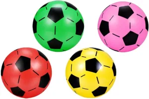 Homoyoyo 4Pcs Rubber Playground Soccer Balls, Colorful Sports Soccer Balls, Children Inflatable Plastic Soccer Ball for Outdoor Sports
