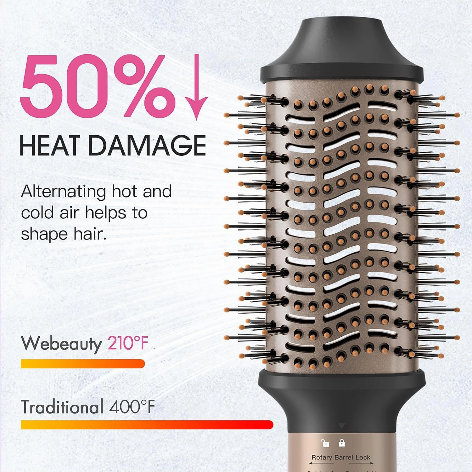 Hot Air Styler, Blow Dryer Brush, Auto Hair Wrap Curling Irons Hot Air Brush Negative Ionic Airflow Hair Curlers, Multi Styler for Volumizing, Straight, Wavy, Curly Hair, Black