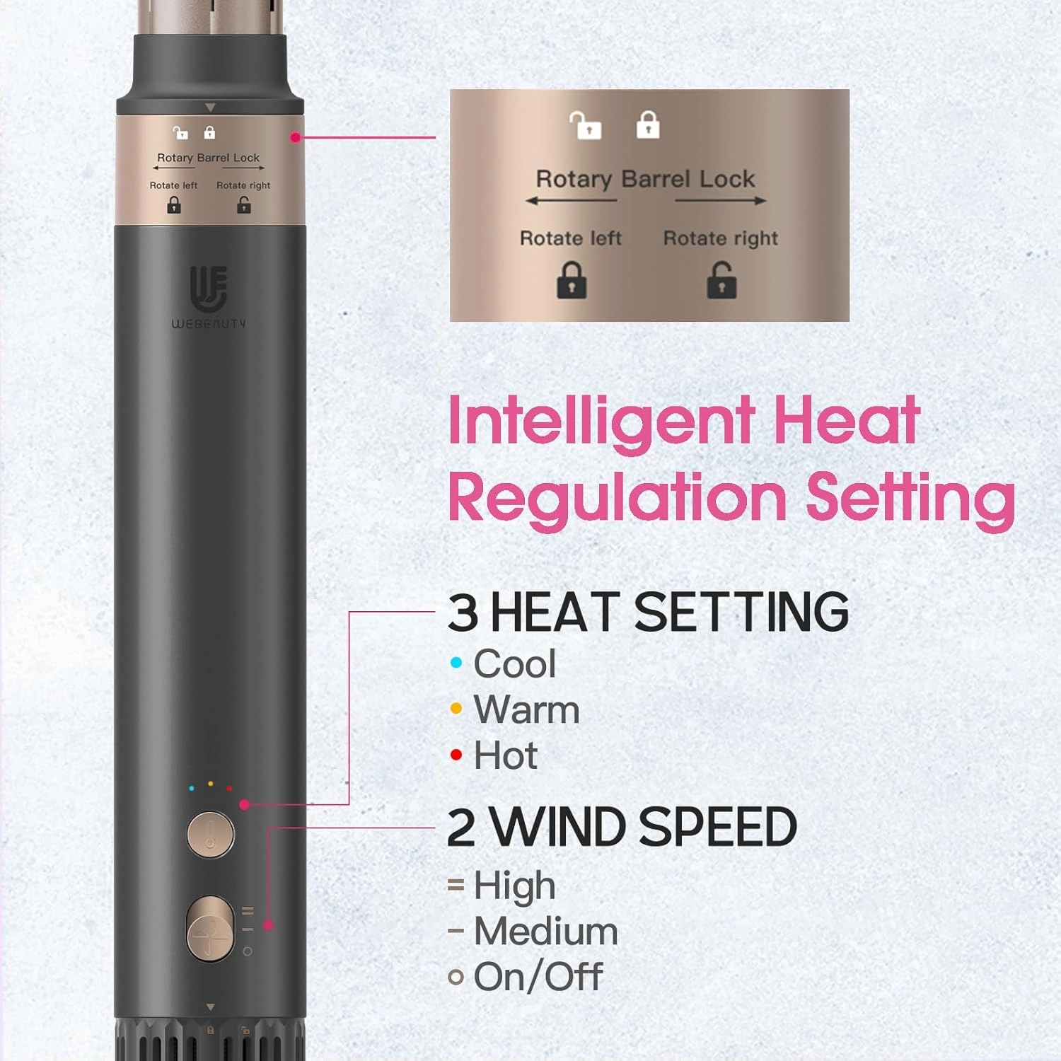 Hot Air Styler, Blow Dryer Brush, Auto Hair Wrap Curling Irons Hot Air Brush Negative Ionic Airflow Hair Curlers, Multi Styler for Volumizing, Straight, Wavy, Curly Hair, Black