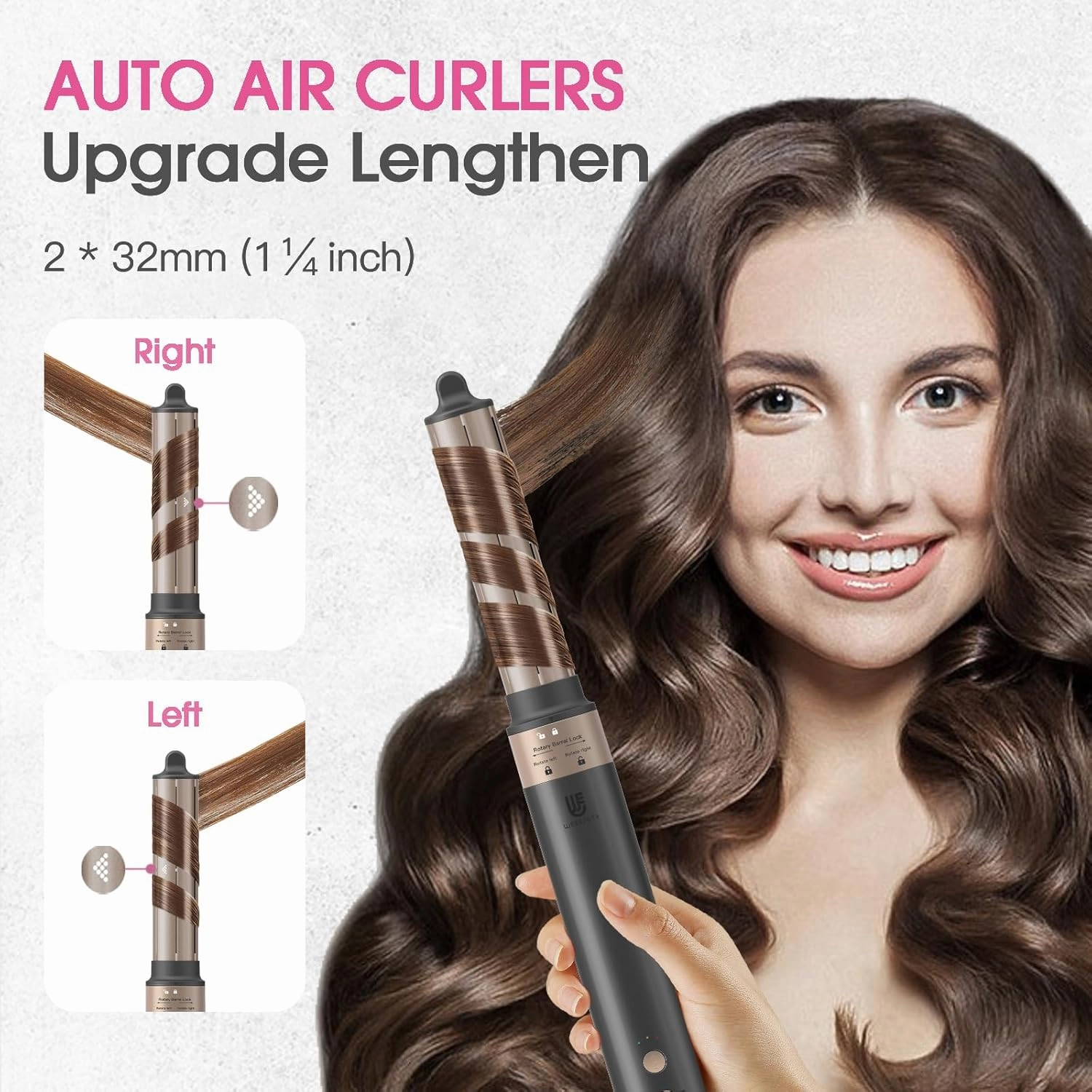 Hot Air Styler, Blow Dryer Brush, Auto Hair Wrap Curling Irons Hot Air Brush Negative Ionic Airflow Hair Curlers, Multi Styler for Volumizing, Straight, Wavy, Curly Hair, Black
