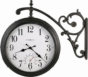 Howard Miller Luis Double-Sided Wall Clock – Indoor Outdoor Analog Clock, Battery Operated Decorative Wall Clock Aesthetic Home Style Clock for Room Decor, Living Room, Office Wall Decor