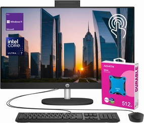 HP 27" FHD Touchscreen Intel Ultra 7 AI Business All-in-One Desktop, 27" FHD Touchscreen, Intel Ultra 7 155U, 16GB DDR5 RAM, 1TB SSD, HDMI, Wi-Fi 6, W11P, with ADATA 512 External SSD Bundle