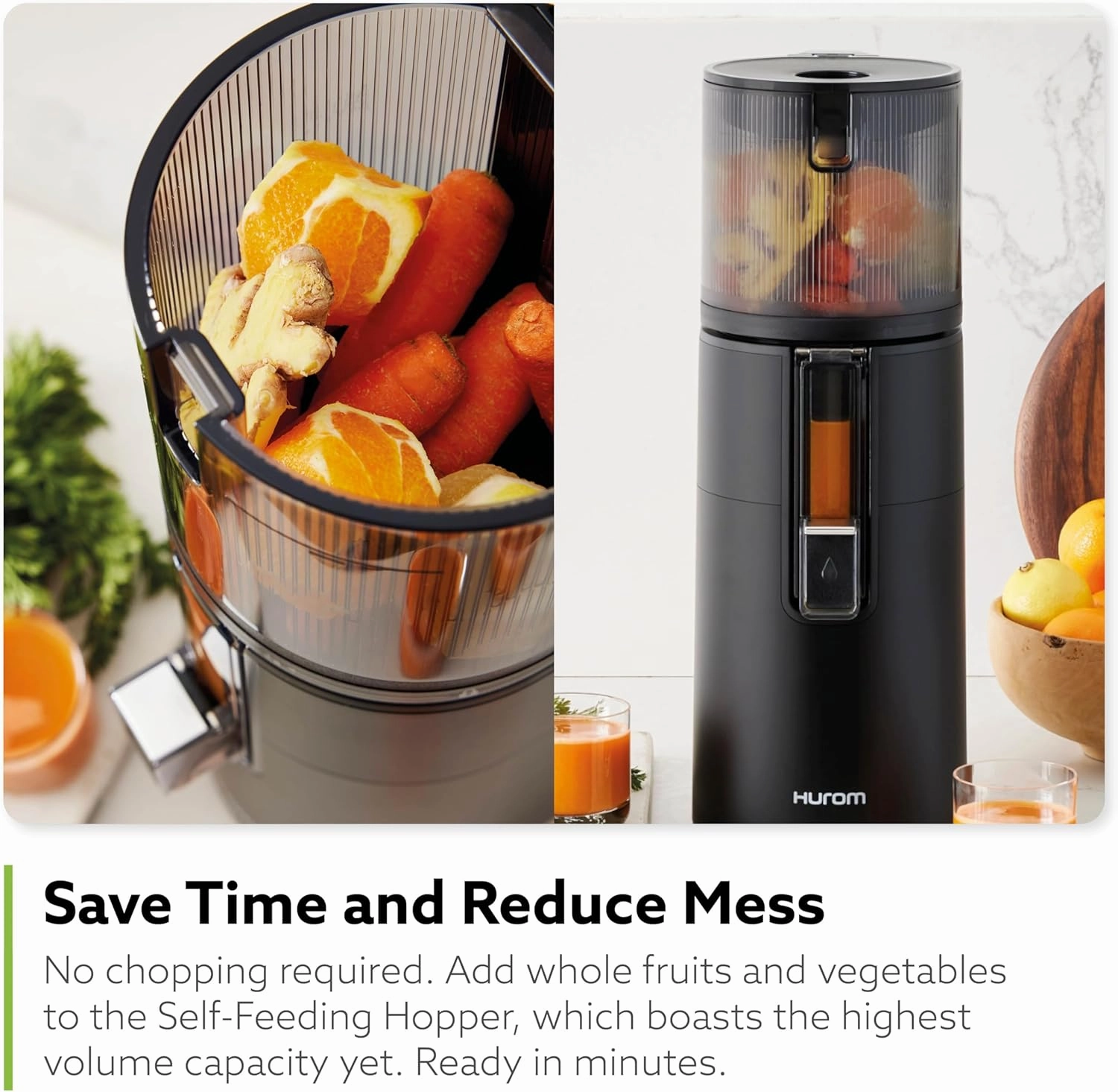 Hurom H400 Easy Clean Slow Juicer, White | Whole Produce Hopper | Quiet Motor | Scrub Free Cleaning | BPA Free | Easy Assembly | Cold Press Masticating Juicer