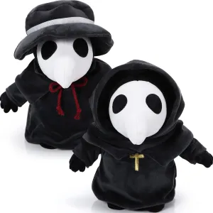 HyDren 2 Pieces Raven Doctor Plush 12 Inch Plush Raven Doctor Horror Dolls Black Stuffed Animals for Birthday Party Decorations Gift Collectible