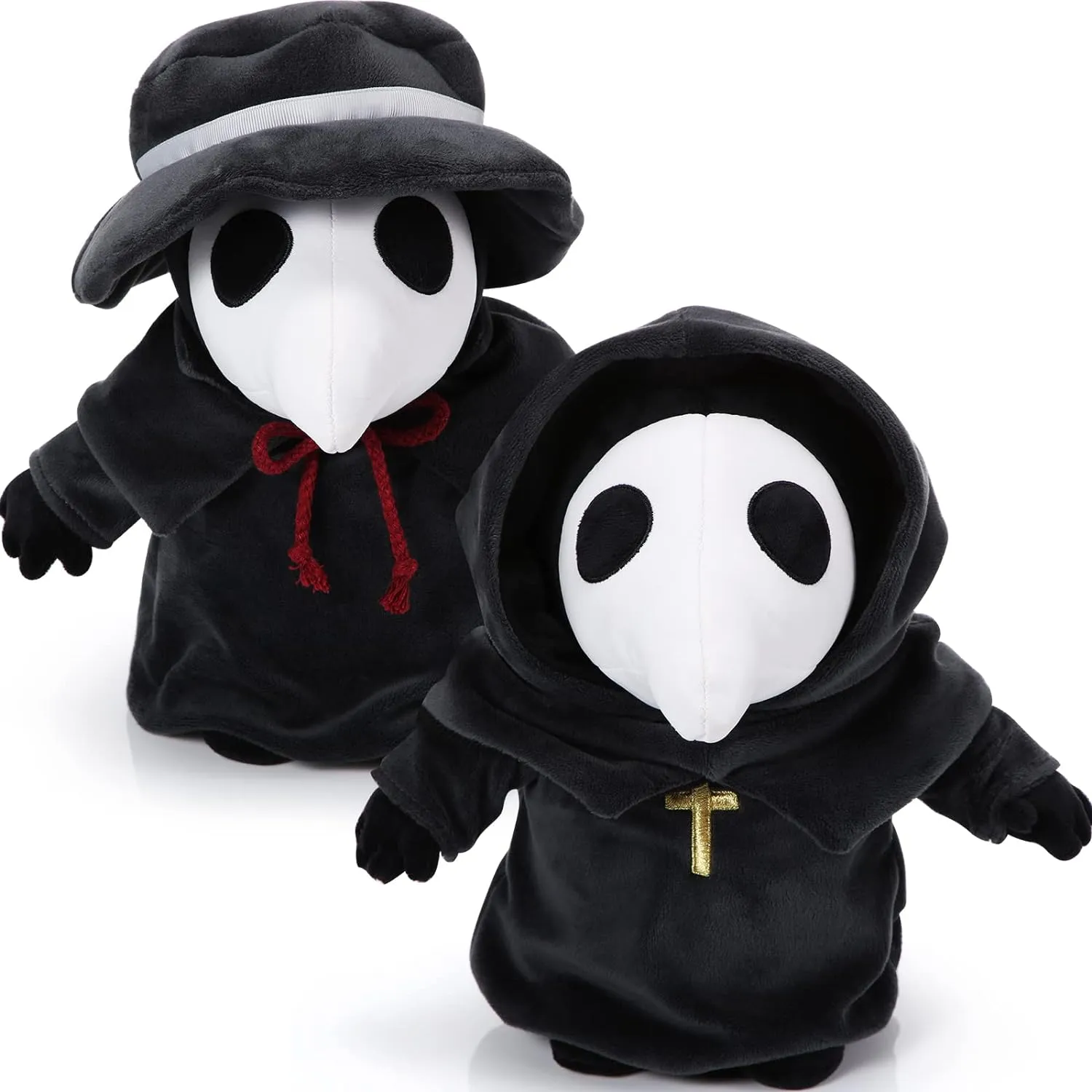 HyDren 2 Pieces Raven Doctor Plush 12 Inch Plush Raven Doctor Horror Dolls Black Stuffed Animals for Birthday Party Decorations Gift Collectible