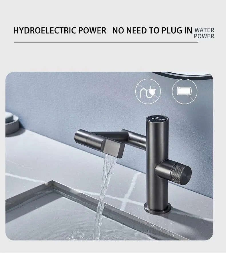 Hydroelectric Waterfall Faucet - Modern Rotating Design