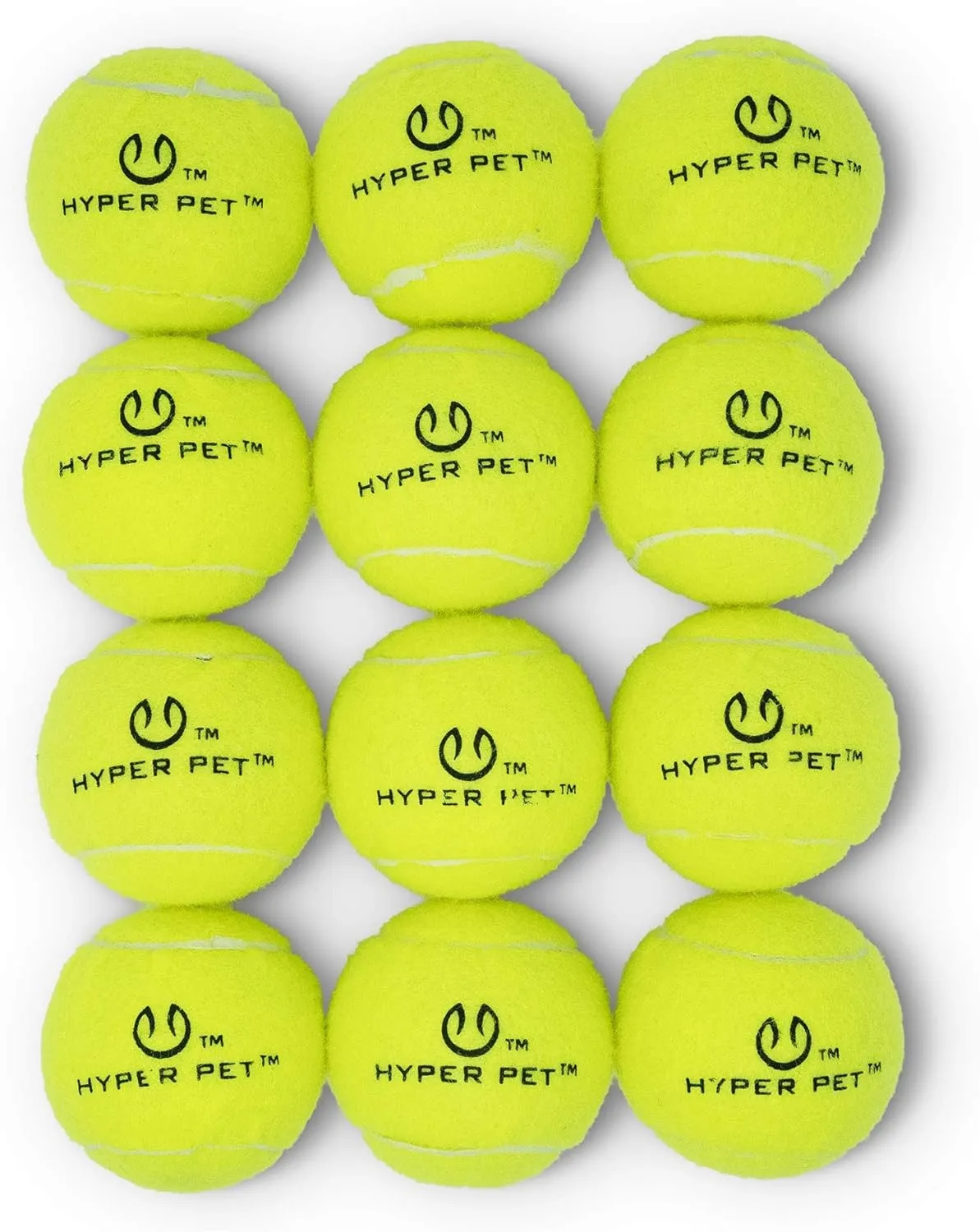 Hyper Pet Dog Tennis Balls - 12 Pack 2.5" for Exercise and Fetch; Interactive Toys; Great for Small Breeds