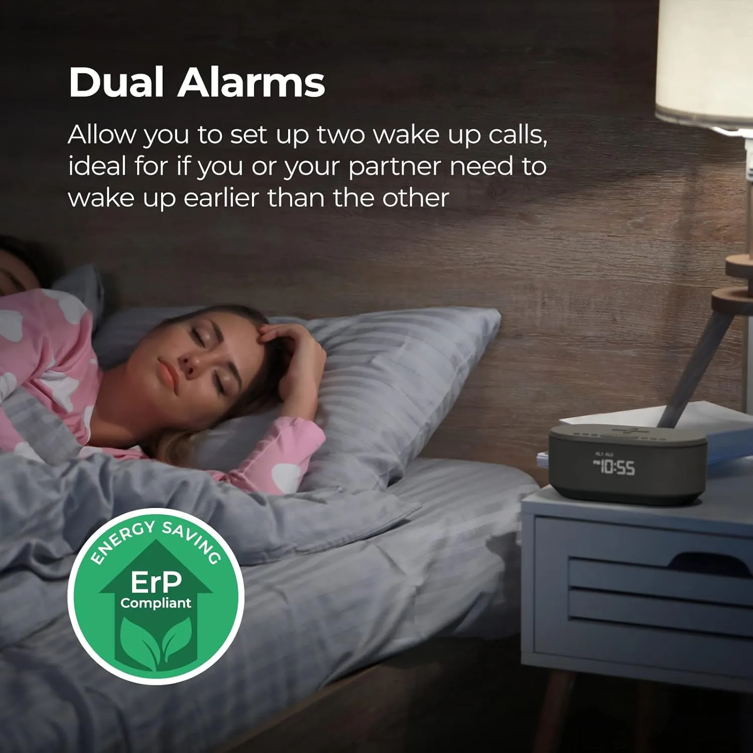 i-box Dawn, Alarm Clock Radio, Alarm Clocks for Bedrooms, FM Radio, Digital Alarm Clock with Wireless Charging, Speakers with Bluetooth, USB Port, Dimmable Night Light (Grey)