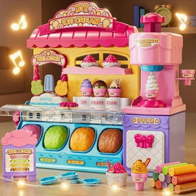 Ice Cream Toys for Toddlers 3-5 Color Playdough Sets for Kids Ages 3-4 4-5 Pretend Kitchen Food Toys for Boys Girls Age 1-3 4-8