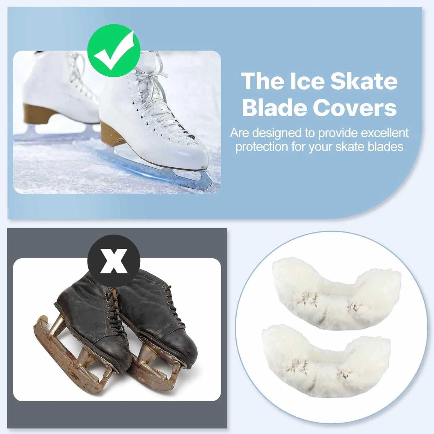 Ice Skate Blade Covers Ice Skate Blade Protector Ice Blade Guards Protective Skate Covers Skating Cover for Boys Girls Men Women