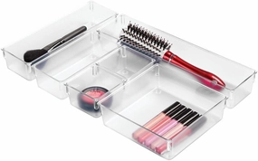 iDesign Plastic In Drawer Organizer Trays for Kitchen Utensils, Silverware, BPA-Free, Set of 6, Clear