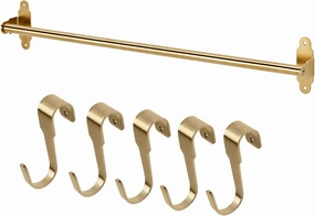 Ikea Rail, Polished / Brass-Colour 60 cm (23 ½ "), & 5 Pcs Hooks 7 cm (2 ¾ ")
