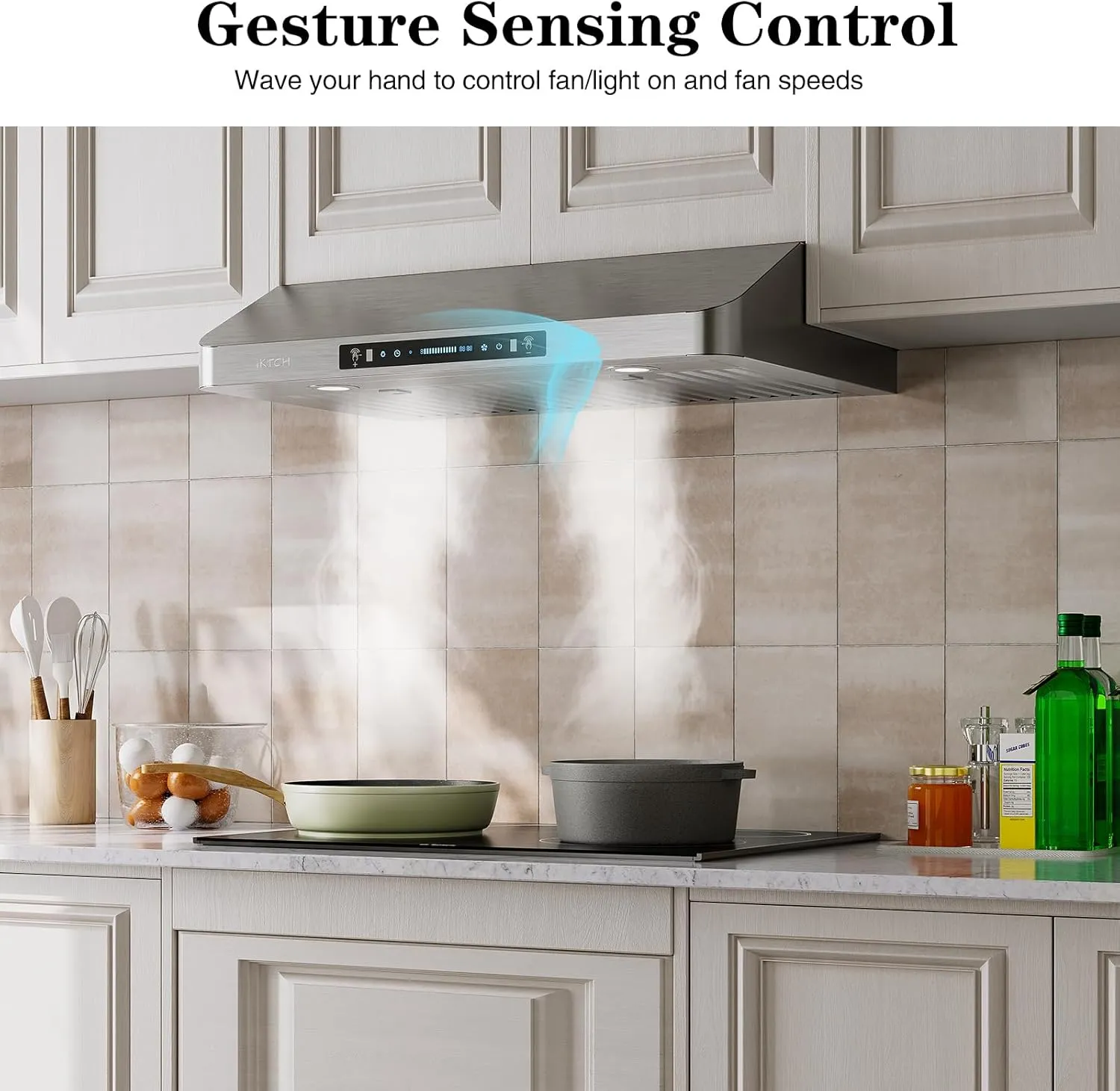 IKTCH 30 Inch Under Cabinet Range Hood, 900 CFM with 4-Speed Gesture Sensing & Touch Control, Stainless Steel Range Hood