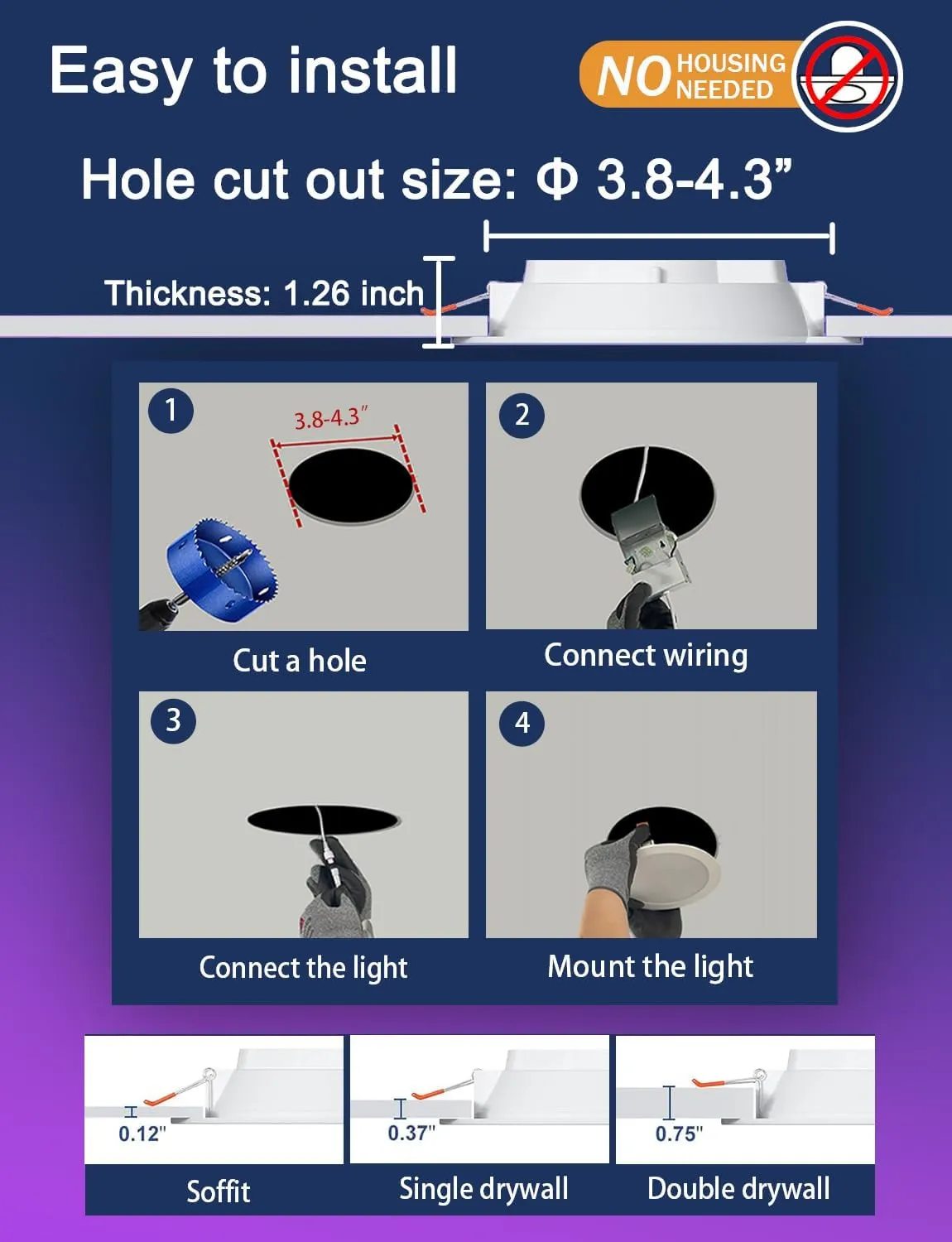 ILC 4 Inch LED Reccessed Downlights Compatible with Alexa (Echo Hub Required), 10W, APP Controlled, RGB Color Changing, 2700K-6000K, 100W Equivalent, Recessed Ceiling Lights,Bluetooth MESH (6 Packs)