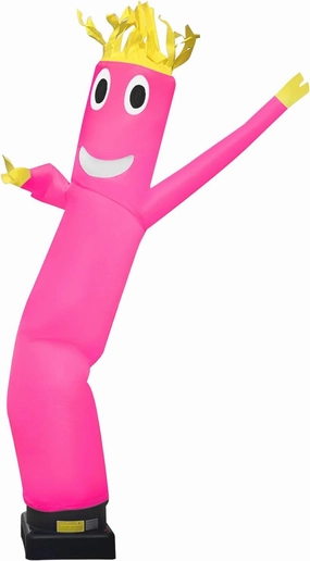 Inflatable Dancing Figure, 10Ft Foldable Plaid Fabric Sewing Inflatable Tube Man Arm Flailing Wacky Wavy Tube Man with 18 in Vent (Pink)