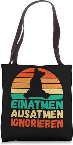 Inhale Exhale Ignore Retro Bear Background Tote Bag