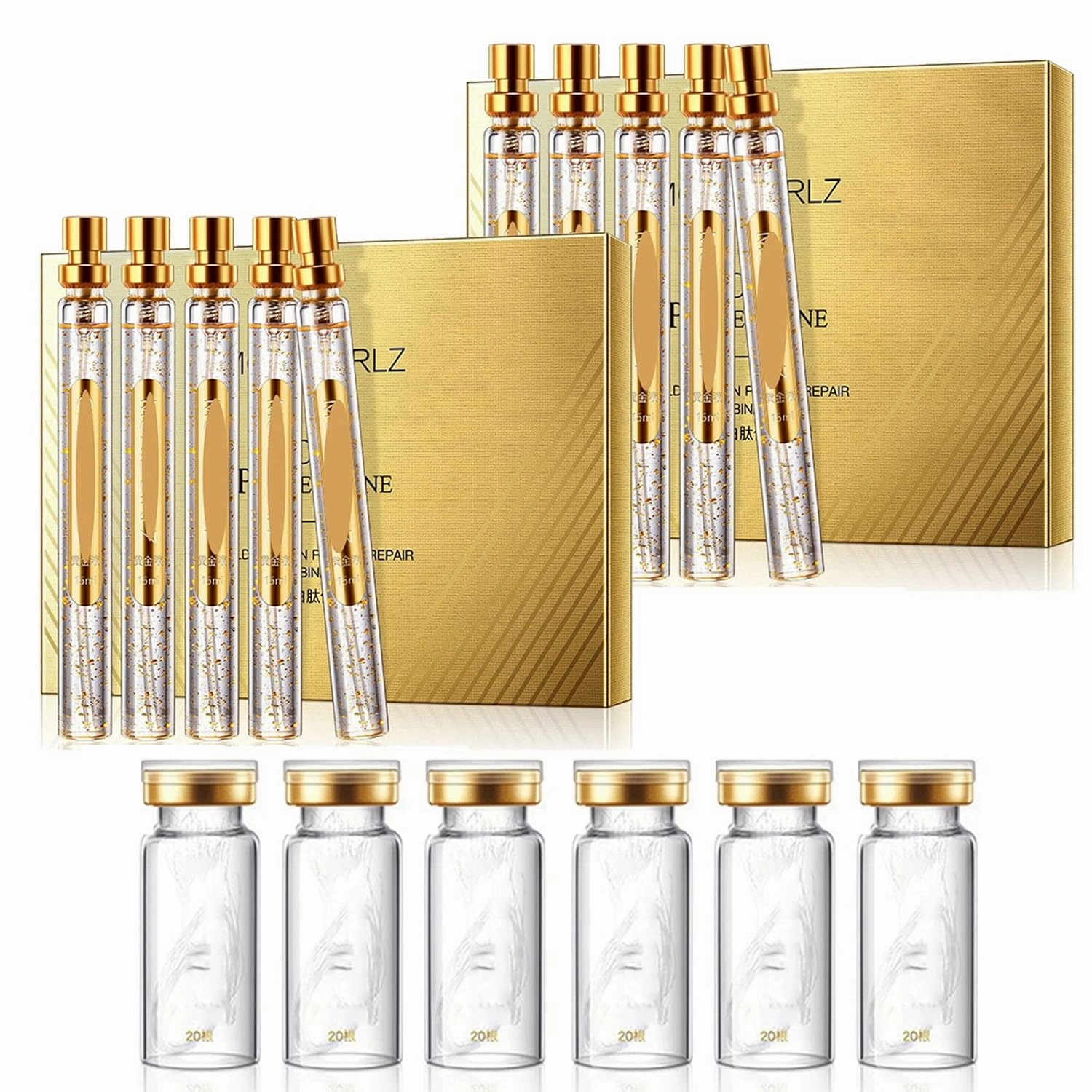 Instalift Protein Thread Lifting Set, Soluble Protein Thread and Nano Gold Essence Combination, Protein Threads Absorbable Collagen Thread for Face Lift, Smoothes Fine Lines (2 Sets 6 Protein Thread)