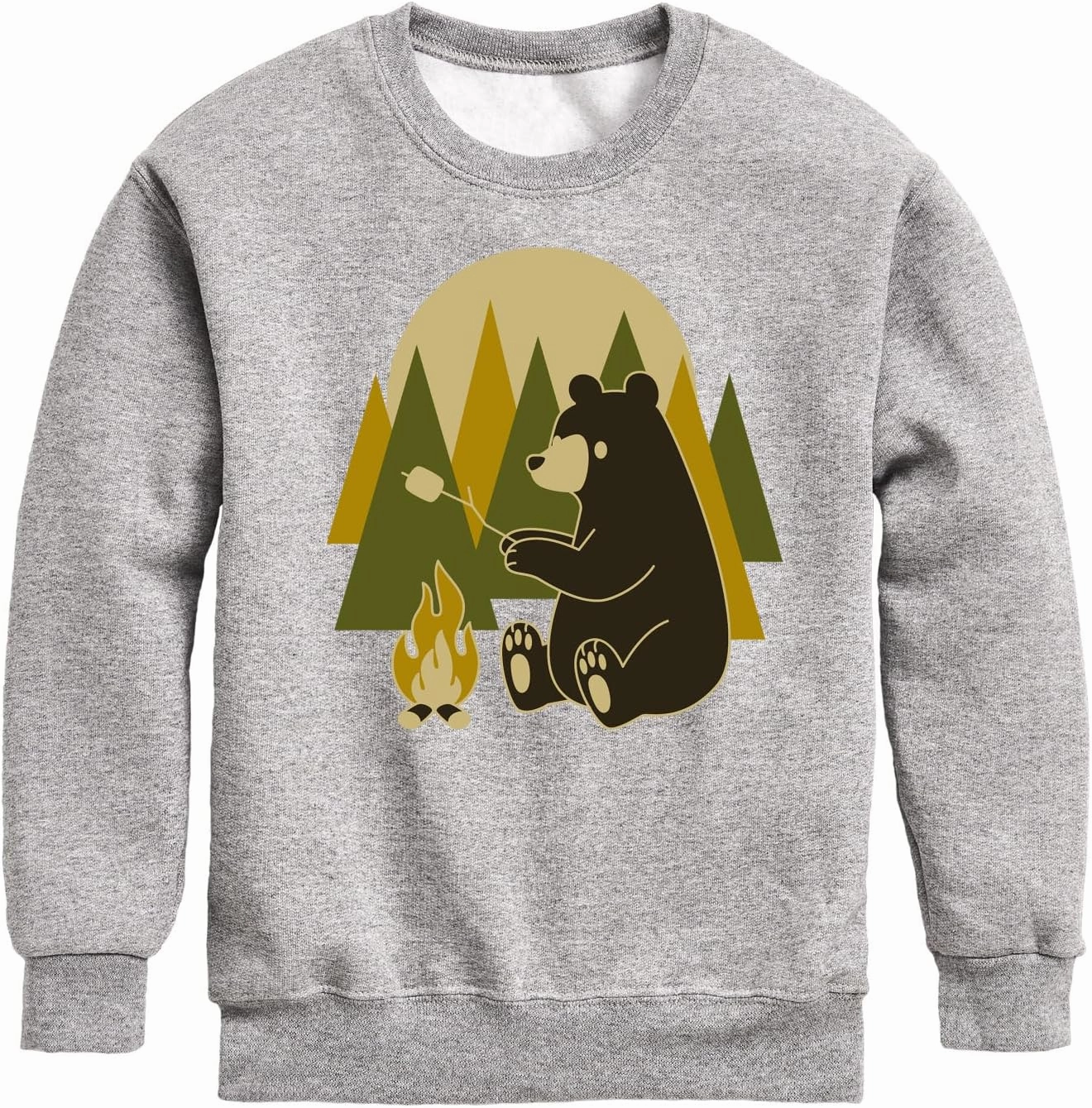 Instant Message - Bear Roasting Marshmallows - Toddler & Youth Crewneck Fleece Sweatshirt