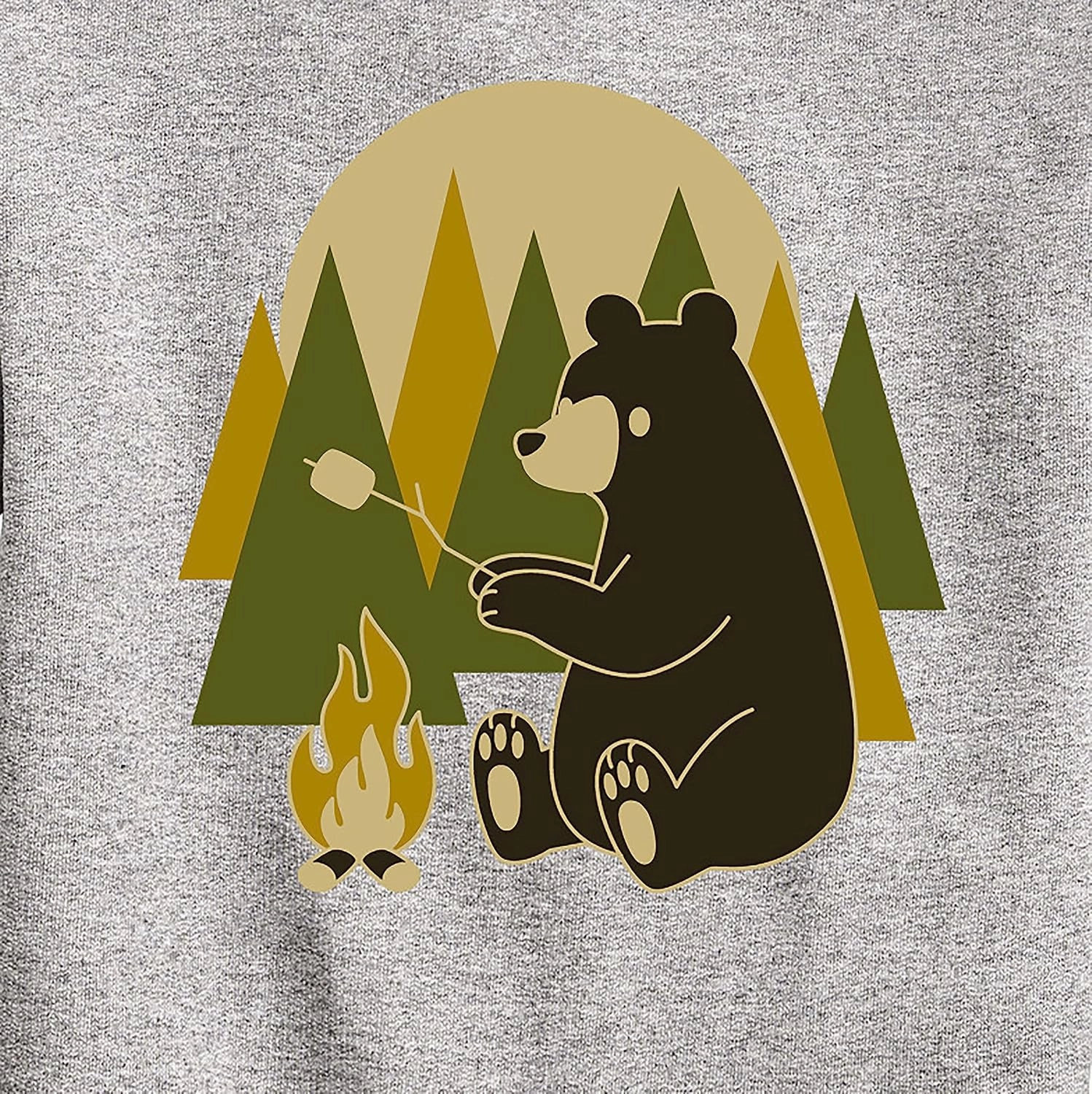 Instant Message - Bear Roasting Marshmallows - Toddler & Youth Crewneck Fleece Sweatshirt