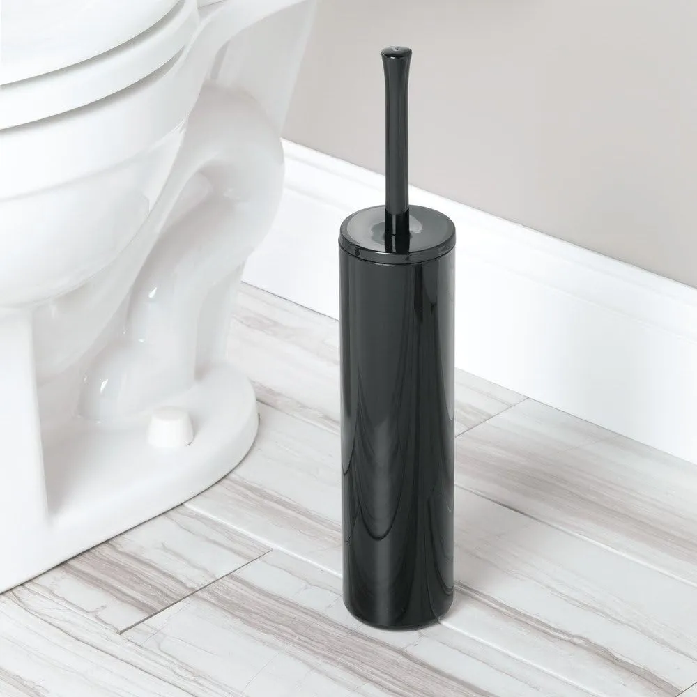 InterDesign Una Slim Toilet Bowl Brush and Holder - Bathroom Cleaning Storage, Black