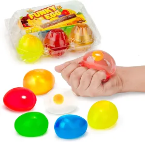 IPIDIPI TOYS Colorful Egg Splat Sticky Squishy Toys – Fidget Sensory Balls for Kids, Party Favors, Classroom Prizes, Birthday Gifts, and Decorations – Assorted Colors, Pack of 6