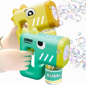 iPlay, iLearn 2 Kids Bubble Machine, Toddler Dinosaur Bubble Gun W/ 4 Refill Solution, Automatic Bubble Blower Blaster, Cool Summer Outdoor Toy Wedding Party Favors, Gift 3 4 5 6 7 8 Year Old Boy Girl