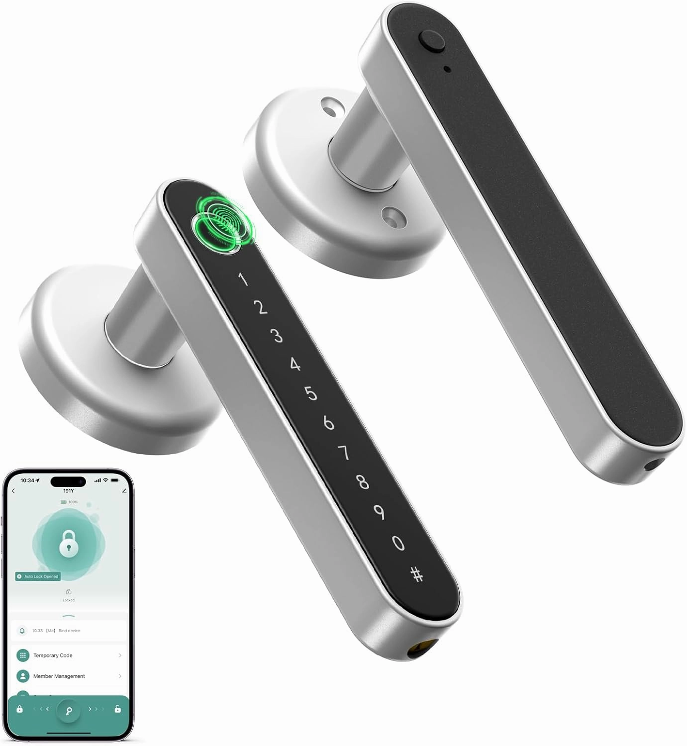 IRONZON Fingerprint Door Lock Smart Door Lock with Keypad Keyless Entry Door Lock with Handle for Home Hotel Office Apartment Bedroom