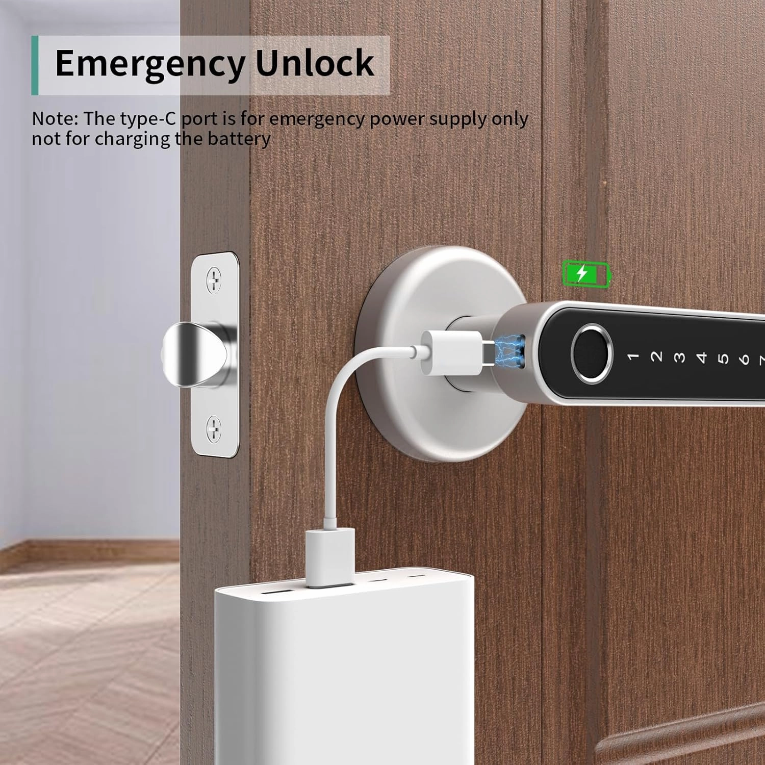 IRONZON Fingerprint Door Lock Smart Door Lock with Keypad Keyless Entry Door Lock with Handle for Home Hotel Office Apartment Bedroom