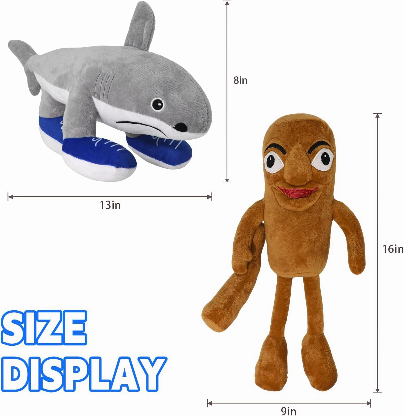 Italian Brainrot 2Pcs Tralalero Tralala and Tung Tung Tung Sahur Toy Gift, Cute Stuffed Figure Doll for Kids and Adults（All Series of 12 pcs ）