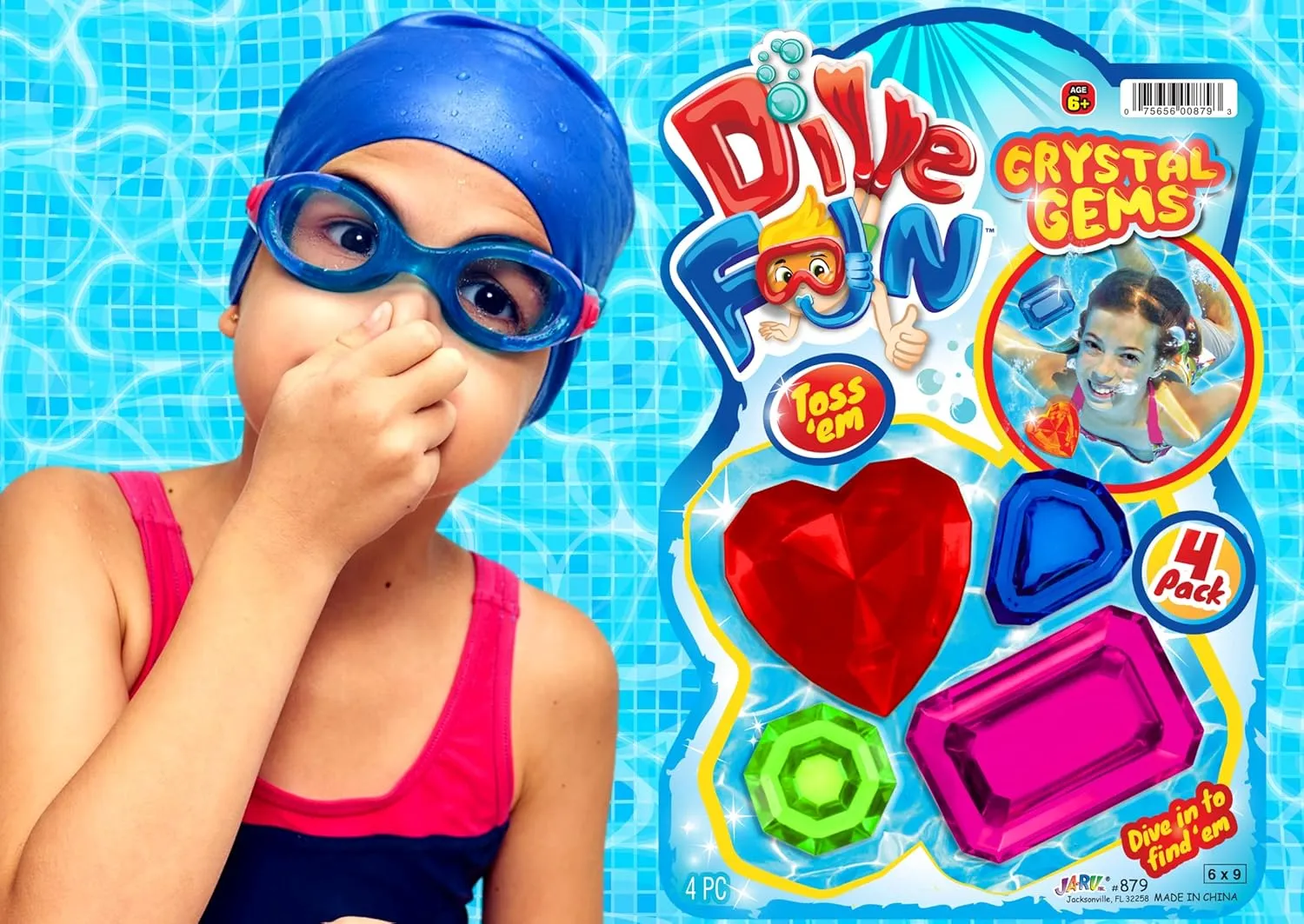 JA-RU Dive Fun Colorful Diving Gems & Jewels (12 Pack, 4 Dive Gems Each) Swimming Pool Diving Toys for Kids. Sinking Bath Toys, Party Favors & Treasure Box Prizes. 879-12p