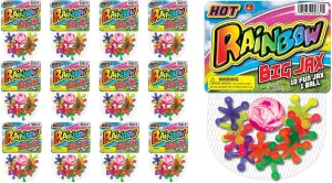 JA-RU Jumbo Jax Toy Set w/Rubber Ball (12 Jax Set) Rainbow Neon Color Jacks Game for Kids & Adults. Classic Retro Toys. Bulk Birthday Party Favors Vintage Stocking Stuffers Pinata Filler. 731-12p