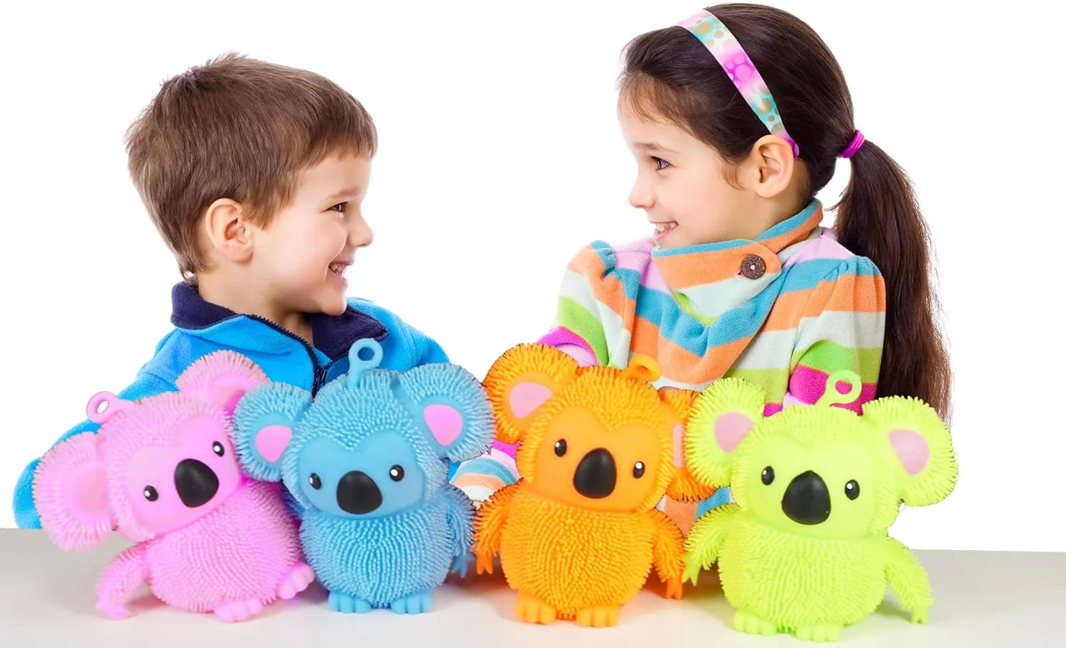 JA-RU Koala Bear Pets Stretchy Squishy Fidget Toy (2 Koalas Assorted) Stress Relief Bedtime Buddies for Kids, with Hair Tentacles Like Noodles. Party Favor Birthday Decorations 6710-2s