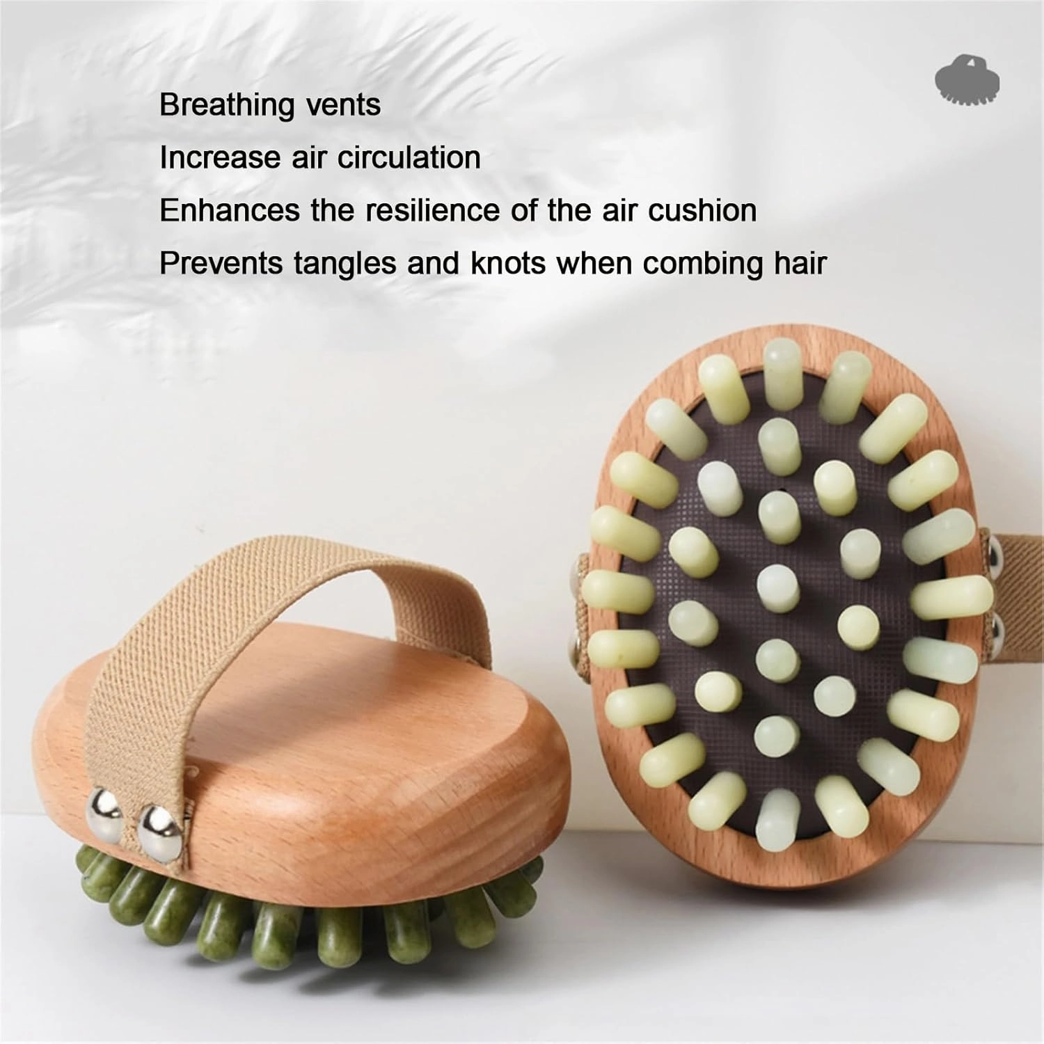 Jade Air Cushion Meridian Pressure Brush Multifunctional Massage Brush Clapping Promotes Blood Circulation Anti Cellulite Points Salon Stress Relief(2pcs,Dark Green)