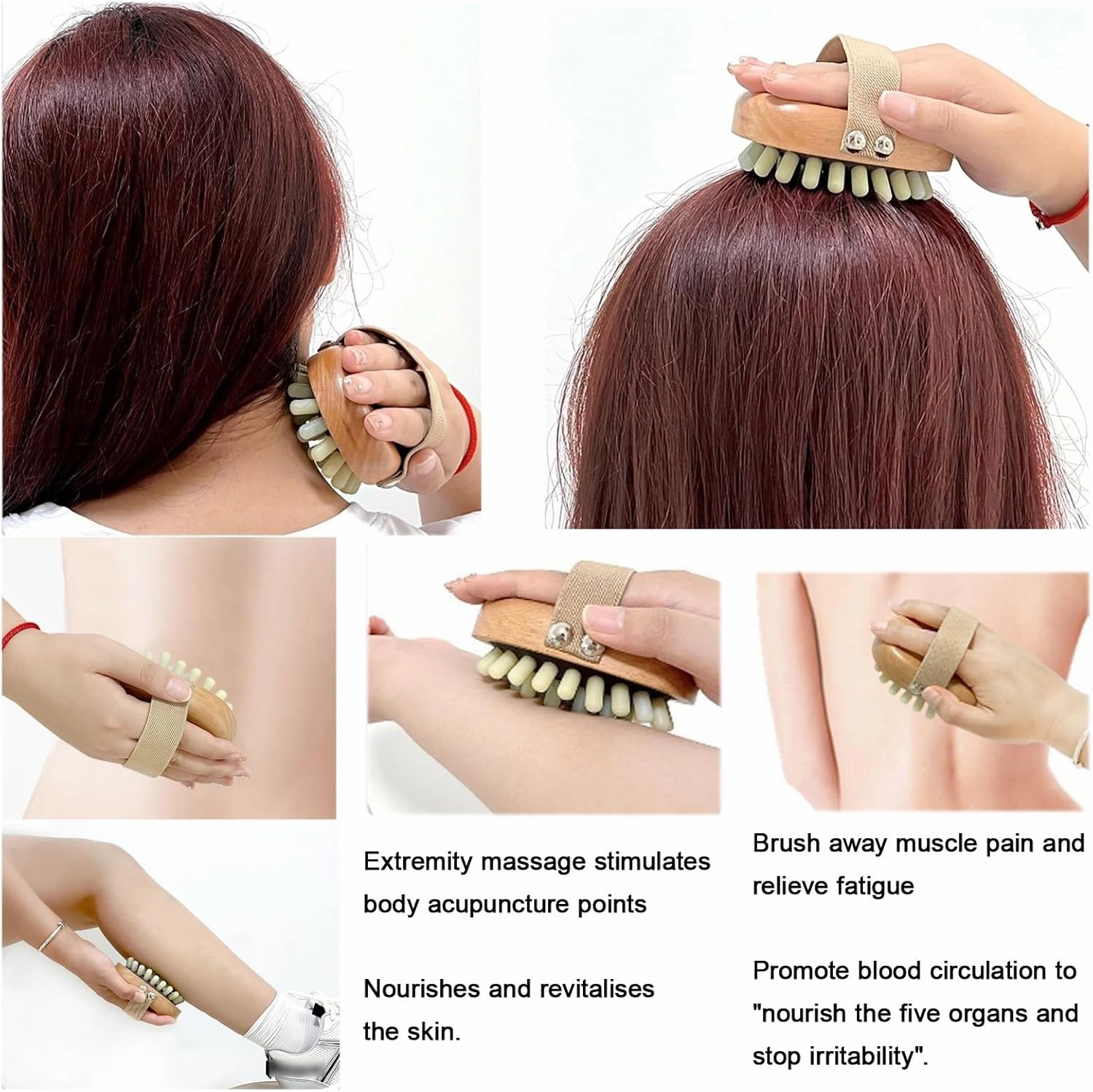 Jade Air Cushion Meridian Pressure Brush Multifunctional Massage Brush Clapping Promotes Blood Circulation Anti Cellulite Points Salon Stress Relief(2pcs,Dark Green)