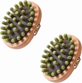 Jade Air Cushion Meridian Pressure Brush Multifunctional Massage Brush Clapping Promotes Blood Circulation Anti Cellulite Points Salon Stress Relief(2pcs,Dark Green)