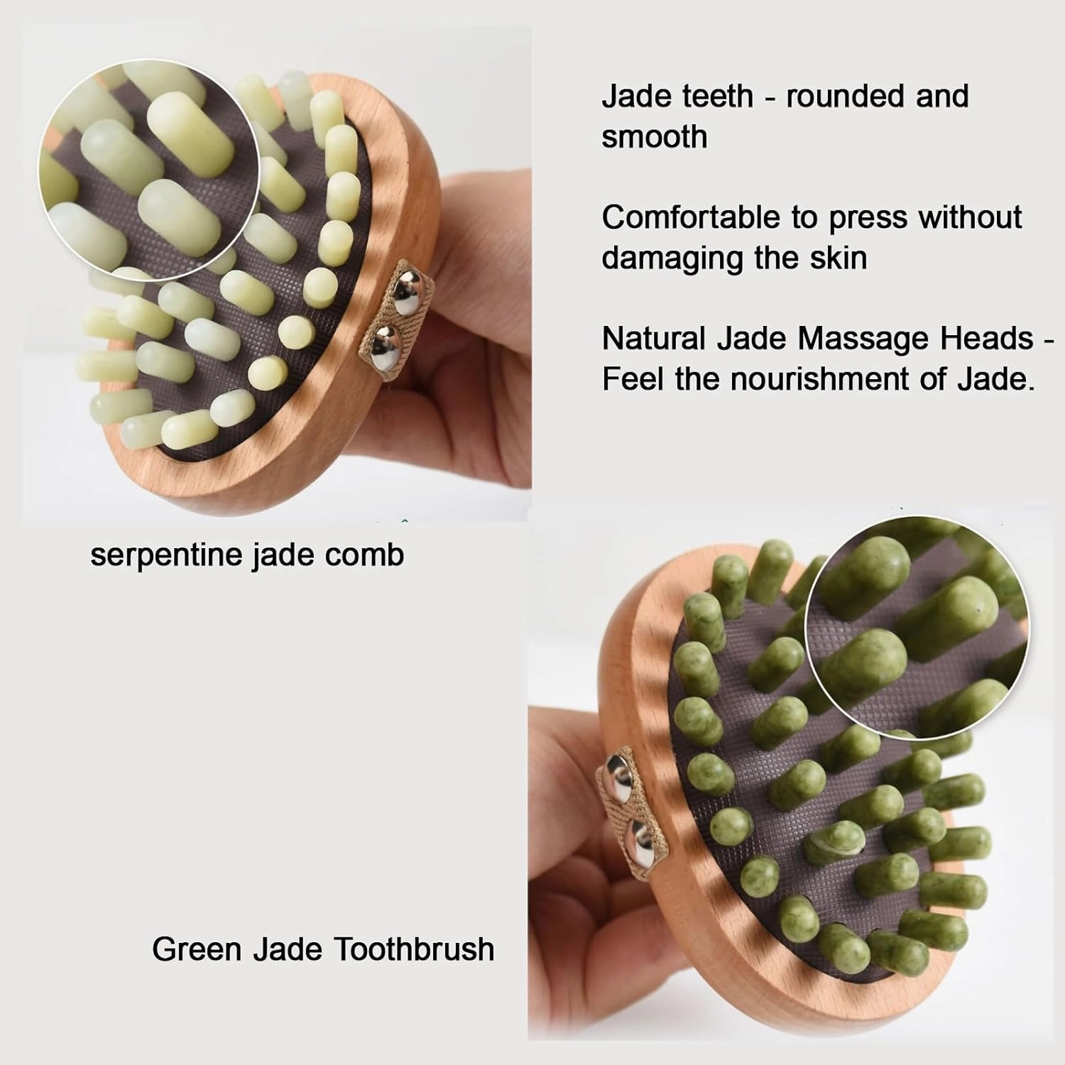 Jade Air Cushion Meridian Pressure Brush Multifunctional Massage Brush Clapping Promotes Blood Circulation Anti Cellulite Points Salon Stress Relief(2pcs,Dark Green)