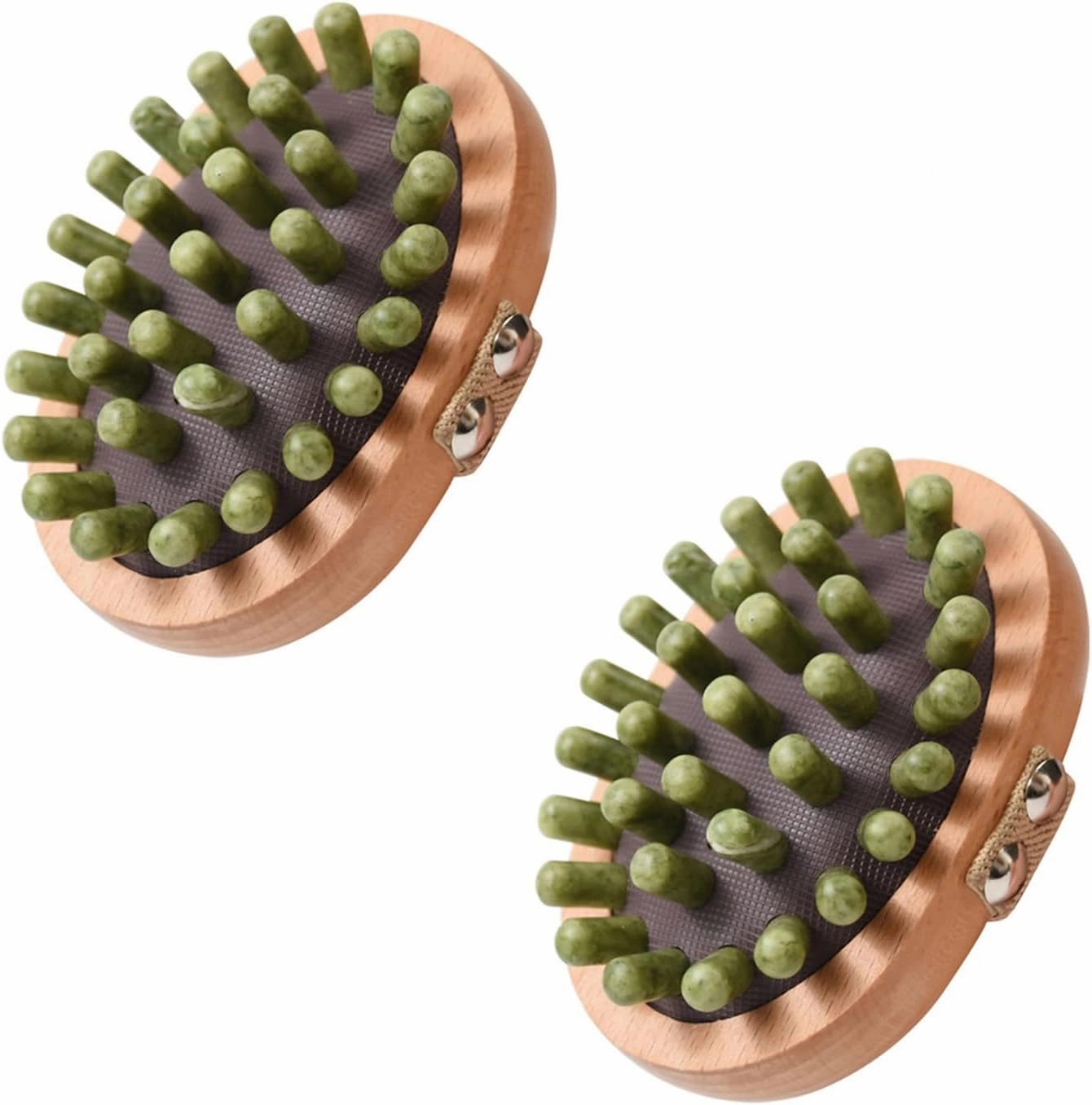 Jade Air Cushion Meridian Pressure Brush Multifunctional Massage Brush Clapping Promotes Blood Circulation Anti Cellulite Points Salon Stress Relief(2pcs,Dark Green)