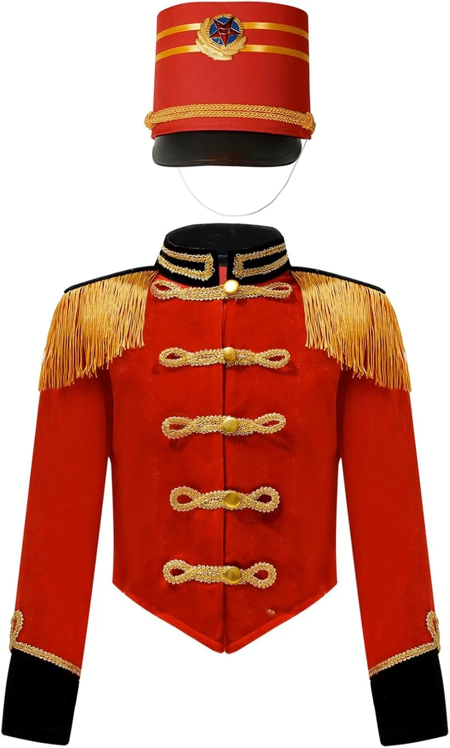 JEATHA Kids Drum Major Costume Majorette Long Sleeve Shiny Sequins Stand Collar Marching Band Uniform Coats