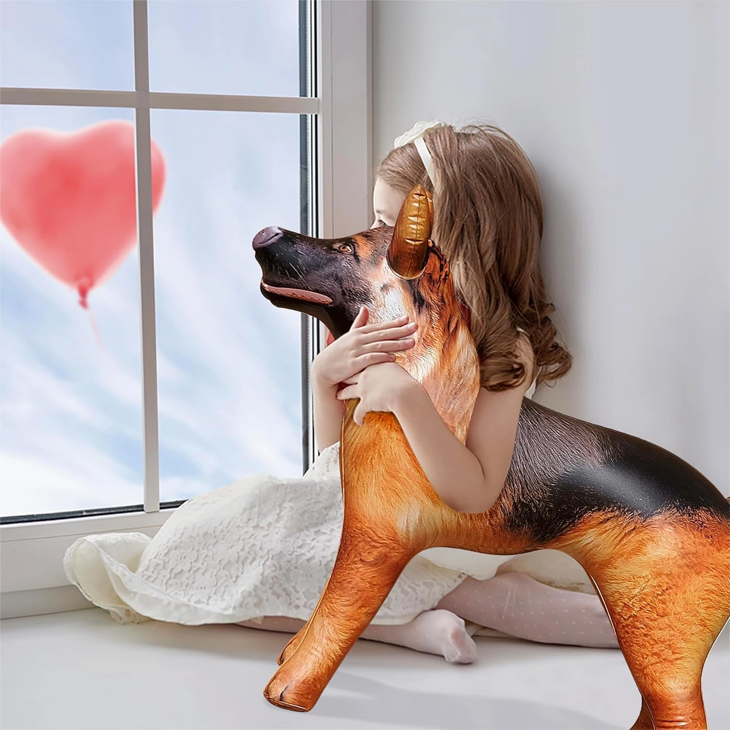 Jet Creations 43 L/30 H in INCH Inflatable German Shepherd K9 Dog, Lifelike Black Tan Animal, Puppy Pet Figure, for Home Parties Event Decor, Outdoor Display, VBS Photo Prop, Gift for Boys Girls Kids