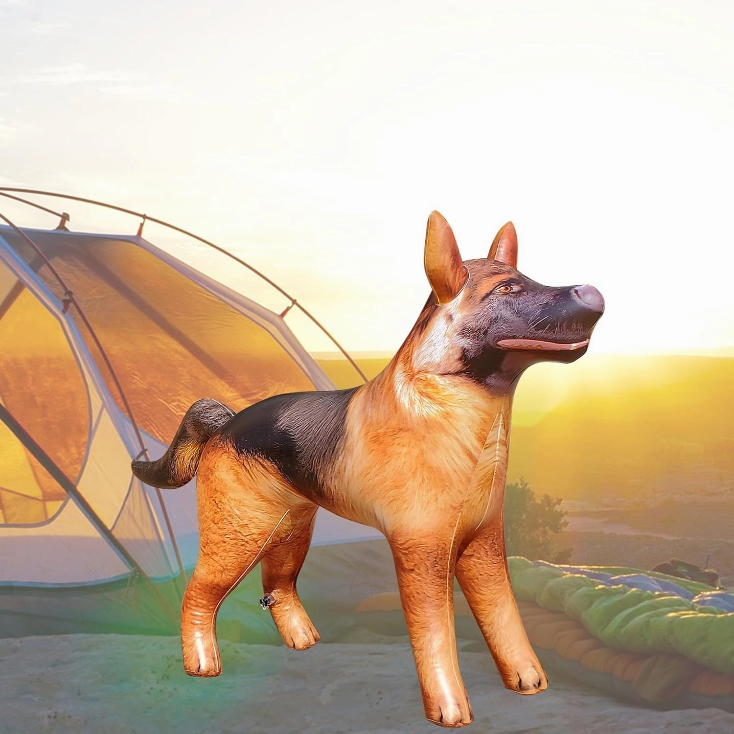 Jet Creations 43 L/30 H in INCH Inflatable German Shepherd K9 Dog, Lifelike Black Tan Animal, Puppy Pet Figure, for Home Parties Event Decor, Outdoor Display, VBS Photo Prop, Gift for Boys Girls Kids