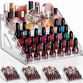 Jetec 2 Pcs 7 Tiers Style Acrylic Nail Polish Organizer Clear Glasses Holder Sunglasses Organizer Nail Polish Holder Acrylic Glasses Stand Essential Oils Cosmetic Display Cases Eyewear Rack
