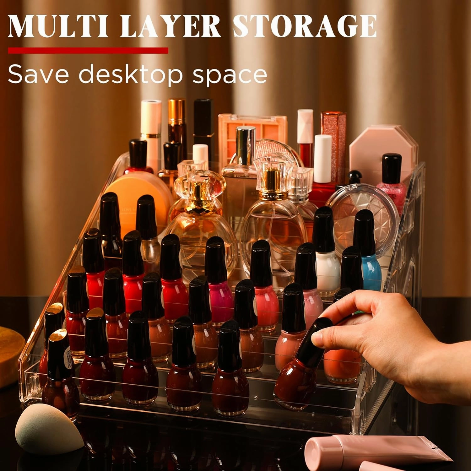Jetec 2 Pcs 7 Tiers Style Acrylic Nail Polish Organizer Clear Glasses Holder Sunglasses Organizer Nail Polish Holder Acrylic Glasses Stand Essential Oils Cosmetic Display Cases Eyewear Rack