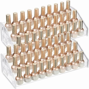 Jetec 2 Pcs Acrylic Nail Polish Organizer Clear Glasses Holder Sunglasses Organizer Nail Polish Holder Acrylic Glasses Stand Essential Oils Cosmetic Display Cases Eyewear Rack (3 Tiers Style)